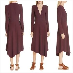 A.L.C. Loyola Asymmetrical Midi Dress Maroon Size 4